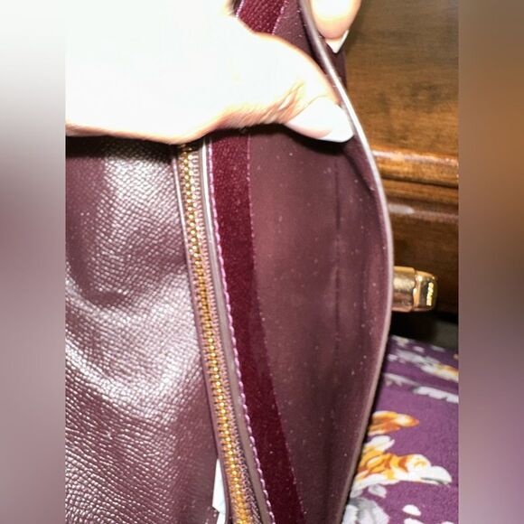 Coach Metallic Raspberry Leather Chain Convertible Crossbody Wristlet - Picture 4 of 8